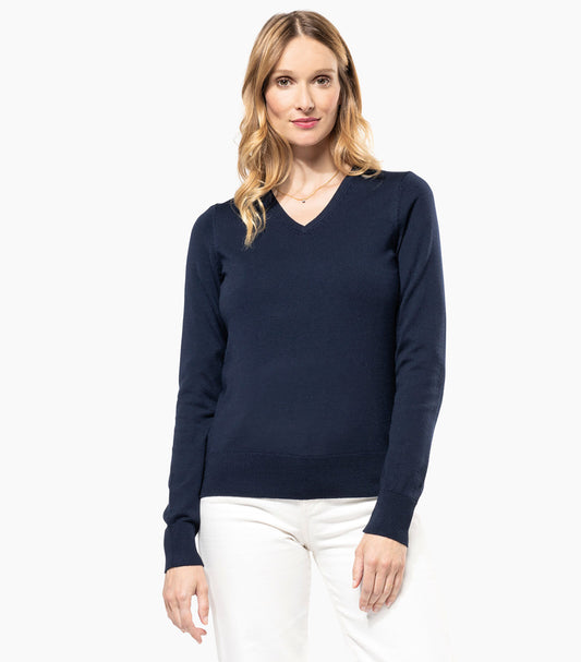 Stickad Pullover V-ringad