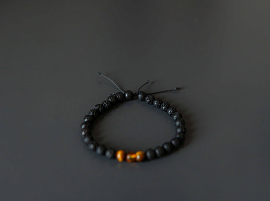 Lava Stone Bracelet with Amber and Tiger Eye